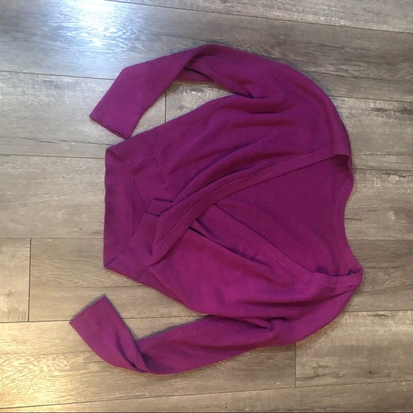 Splendid faux wrap reversible sweater top M PURPLE - Picture 3 of 7